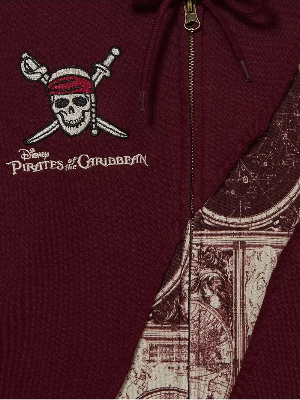 Unisex Disney Pirates of the Caribbean Patchwork Treasure Map Hoodie Boxlunch